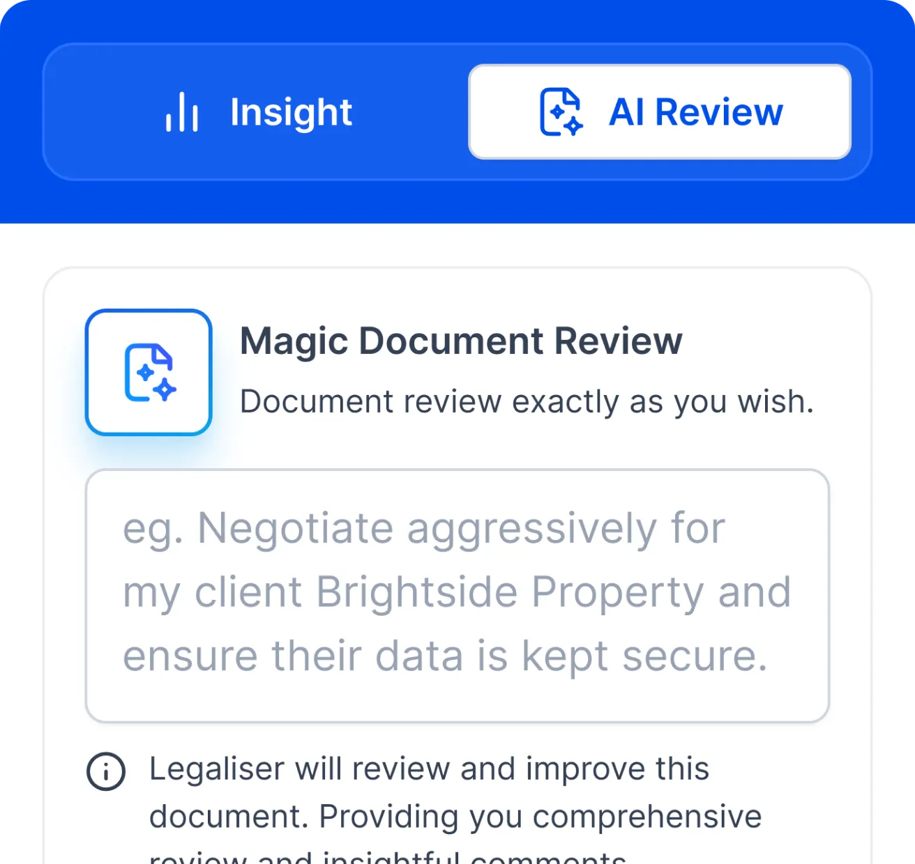 AI-powered contract template interface for automated contract creation AI-Driven Review